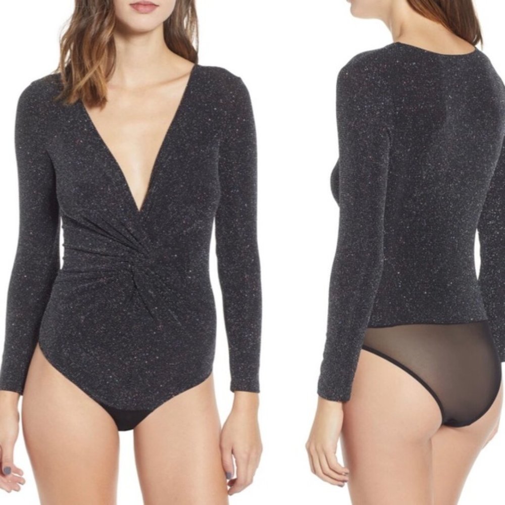 LEITH Sparkle Twist Front Bodysuit